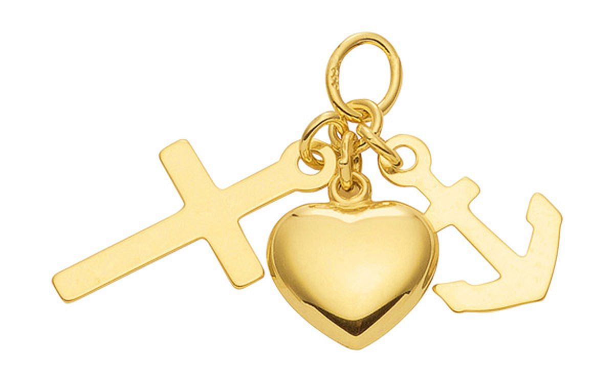 Glaube-Liebe-Hoffnung Anhänger aus 333 echt Gold