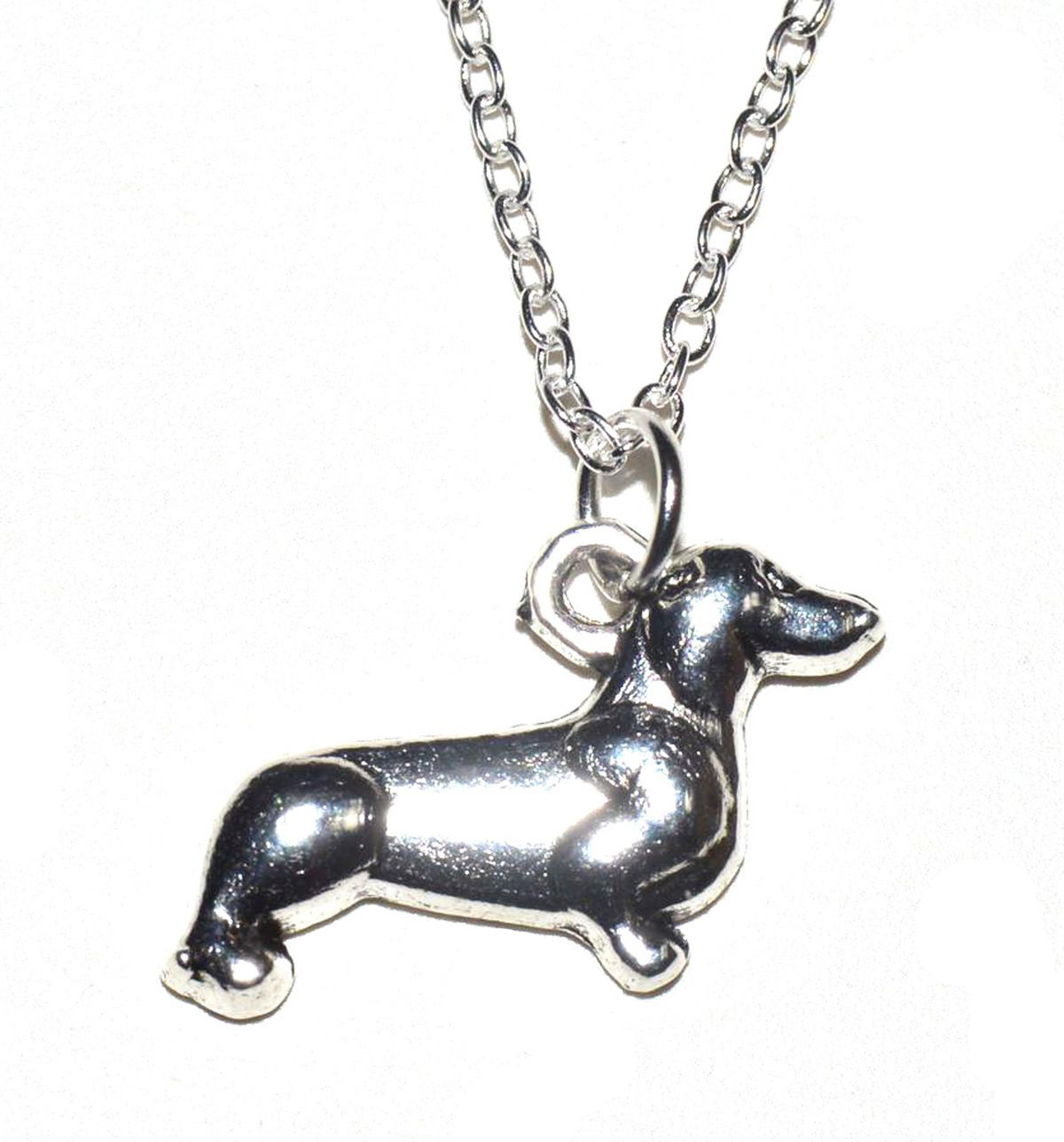 Dackel Anhänger mit Silber Kette 45cm