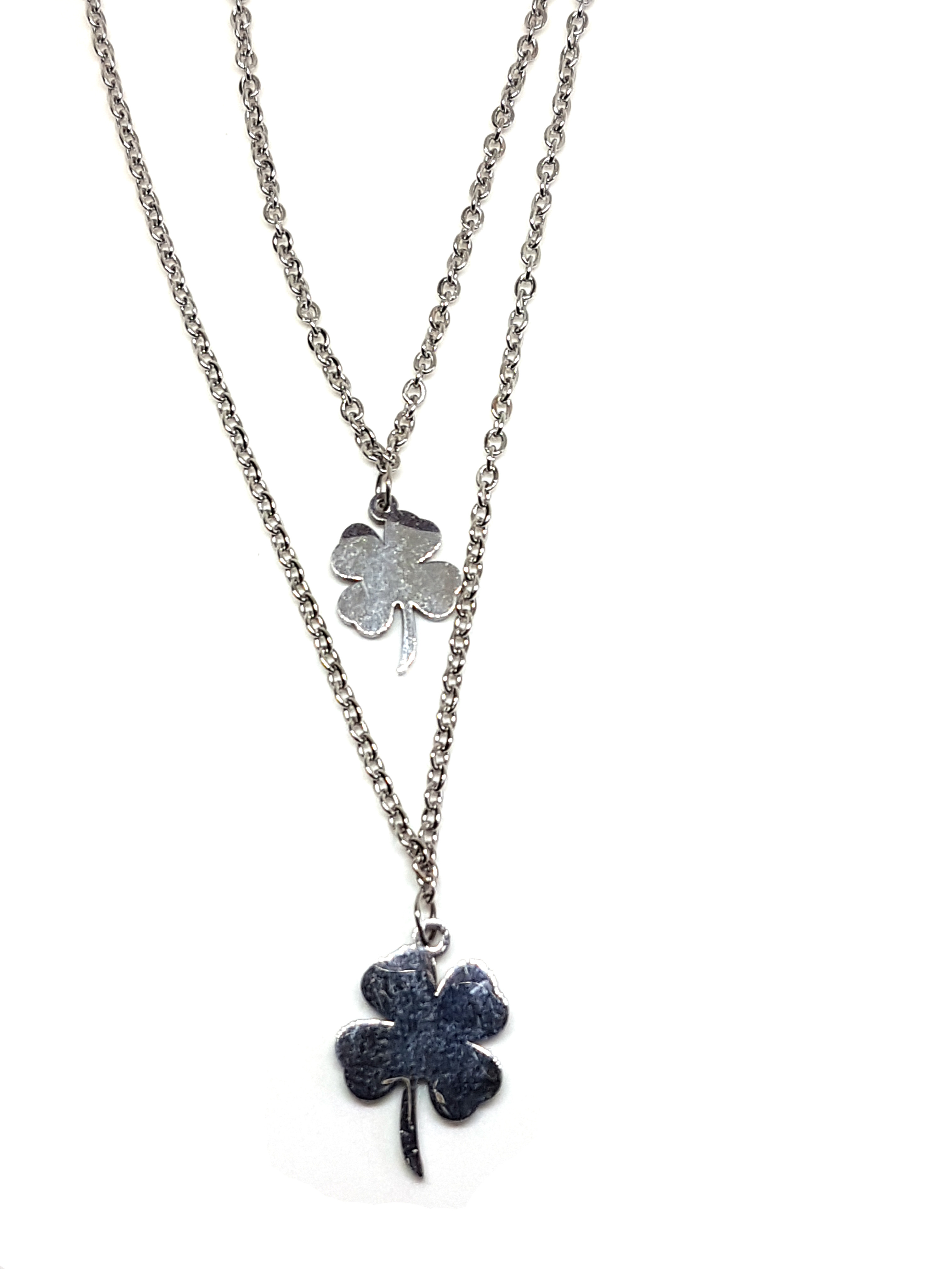 Kleeblatt Anhänger mit Kette aus Edelstahl