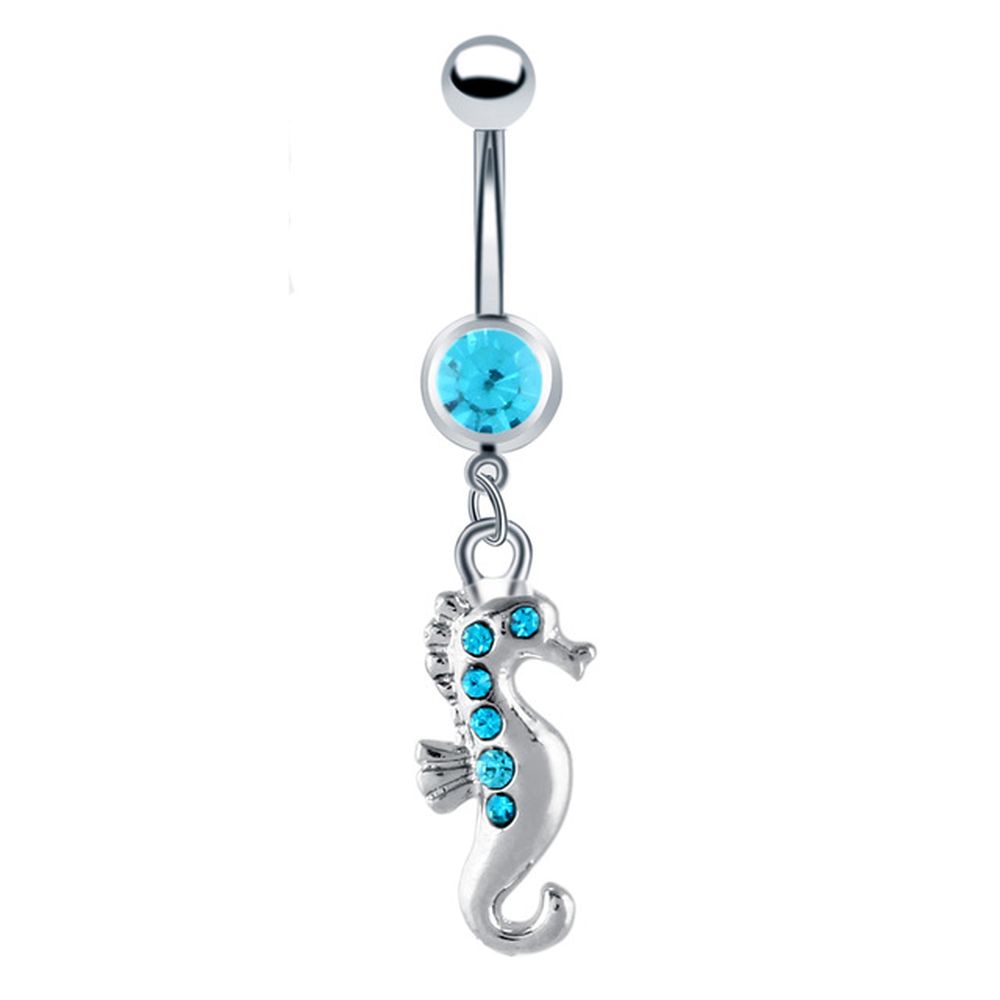 Seepferdchen Bauchnabelpiercing mit Zirkonia