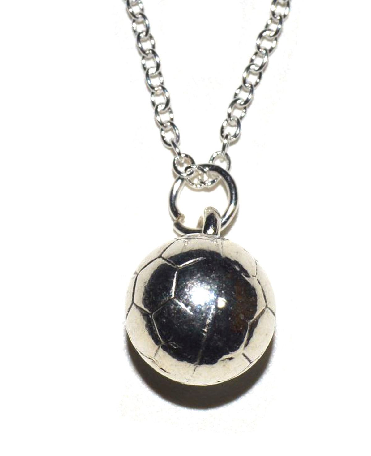 Fußball Anhänger 3D mit Silber Kette 45cm