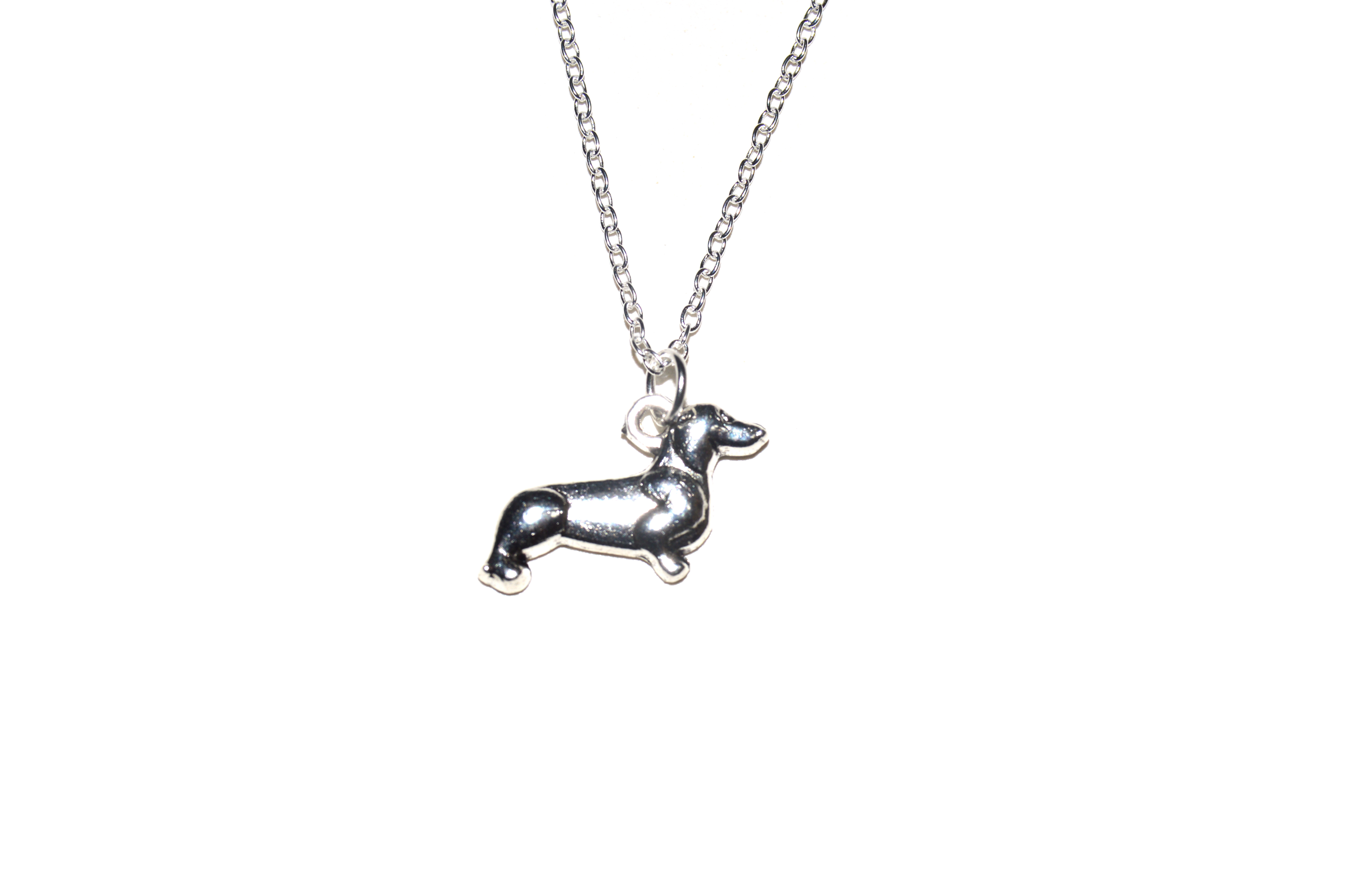 Dackel Anhänger mit Silber Kette 45cm