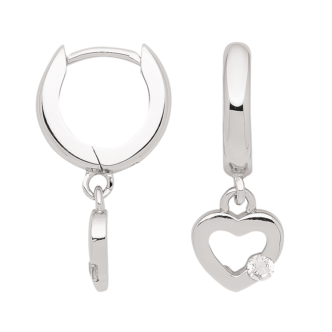 Creolen Herz mit Zirkonia aus 925 Sterling Silber
