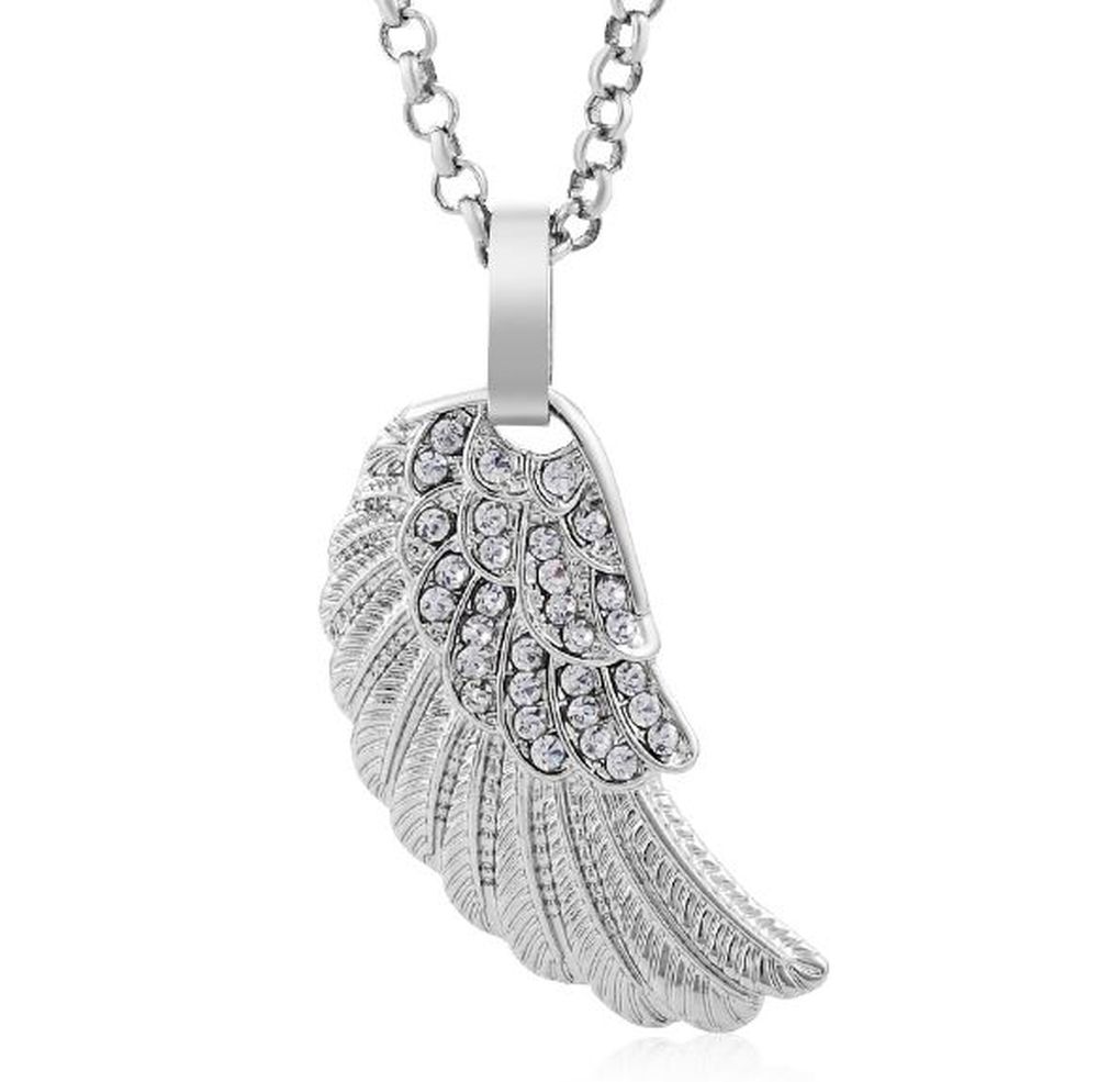 Flügel / Engelsflügel Anhänger Kettenanhänger mit Zirkonia aus Edelstahl